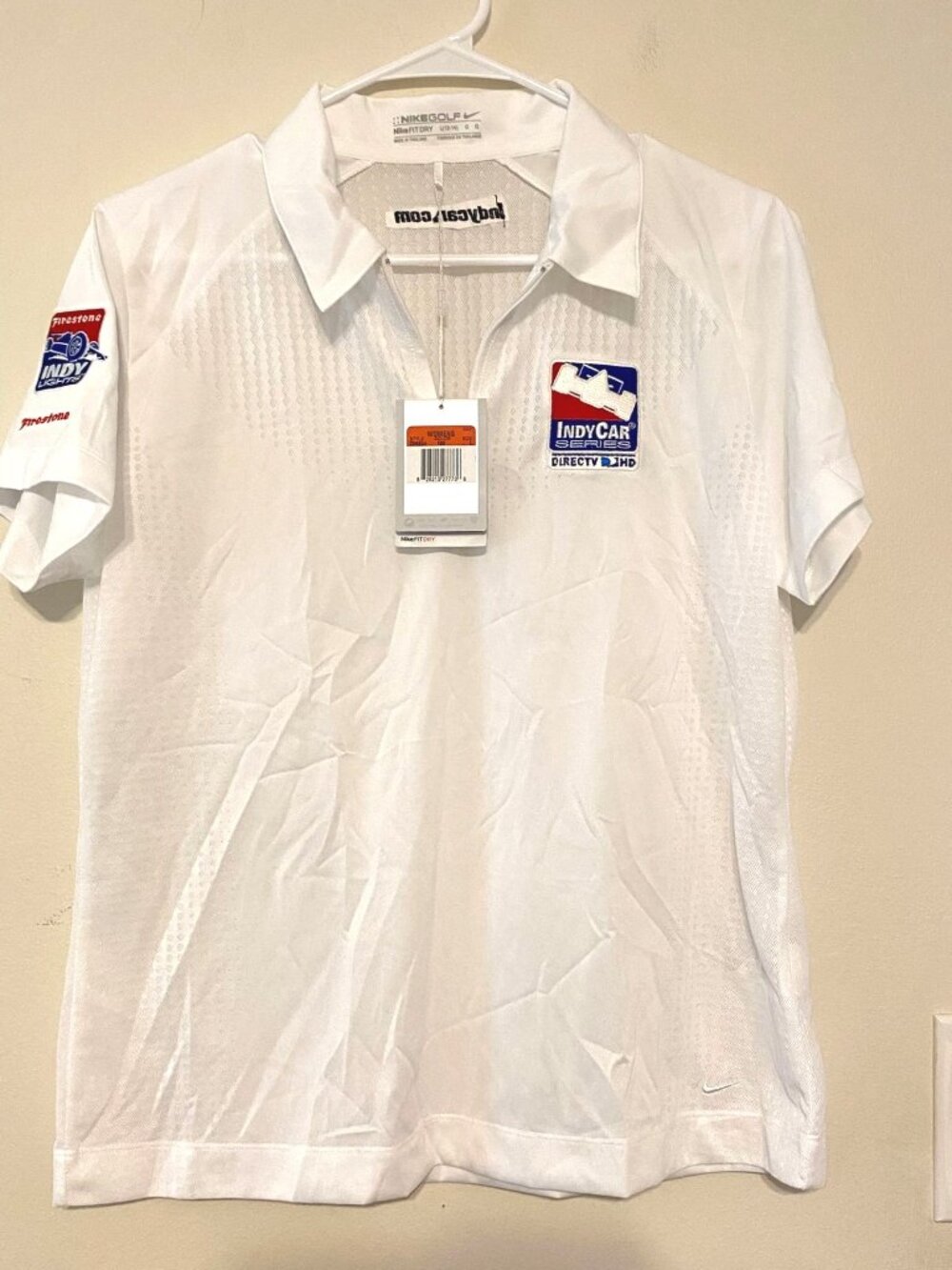 New NWT Womens‎ Nike Golf White IndyCar Indy Lights Polo Shirt Size Large
